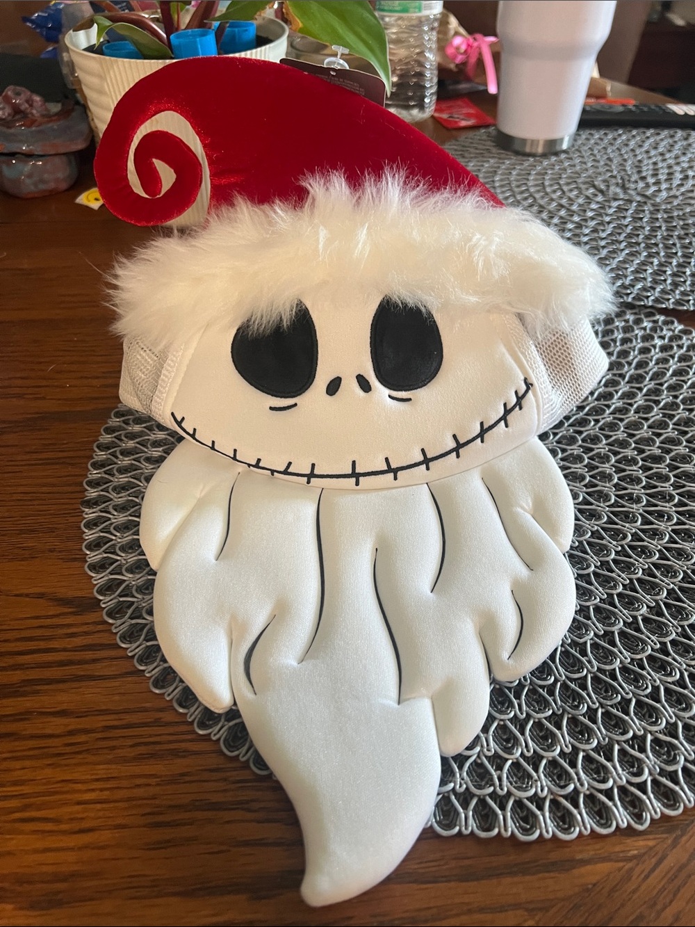 Jack Skellington Plush Holiday Hat - White & Red